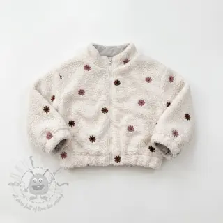 Plaščevina TEDDY EMBROIDERY Smiley flowers old pink