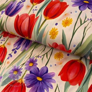 Jersey VISCOSE LYCRA HEAVY Tulips design A