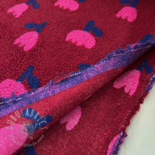 Plaščevina TEDDY JACQUARD Tulips dark red