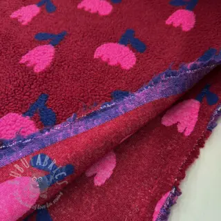 Plaščevina TEDDY JACQUARD Tulips dark red