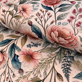 Viskoza z lanom Floral design D