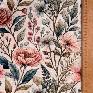 Viskoza z lanom Floral design D