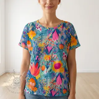 Jersey VISCOSE LYCRA HEAVY Tulips design E