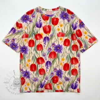 Jersey VISCOSE LYCRA HEAVY Tulips design A