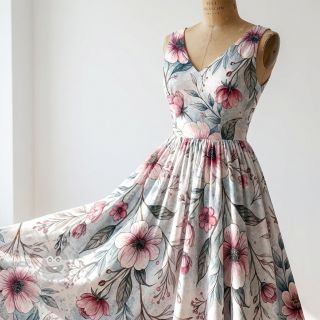 Jersey VISCOSE LYCRA HEAVY Classic flowers design D