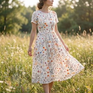 Viskoza z lanom Flower sea design B