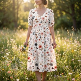 Viskoza z lanom Flower sea design D