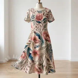 Viskoza z lanom Floral design D
