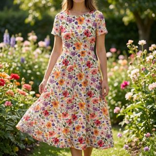 Viskoza z lanom Floral design B