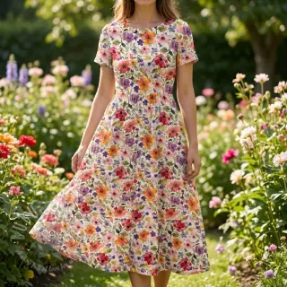 Viskoza z lanom Floral design B