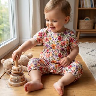 Viskoza z lanom Floral design B