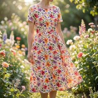 Viskoza z lanom Floral design B