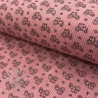 Žamet STRETCH Tractors old pink