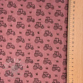 Žamet STRETCH Tractors old pink