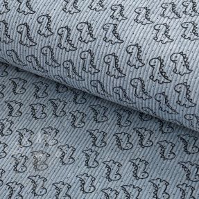 Žamet STRETCH Little dino old blue