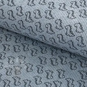 Žamet STRETCH Little dino old blue