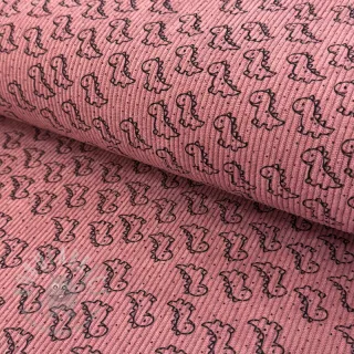 Žamet STRETCH Little dino old pink