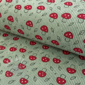 Žamet STRETCH Little mushrooms old green