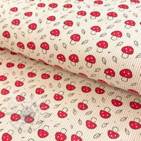 Žamet STRETCH Little mushrooms light sand