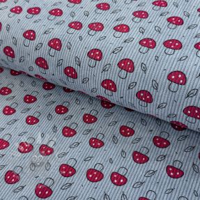 Žamet STRETCH Little mushrooms old blue