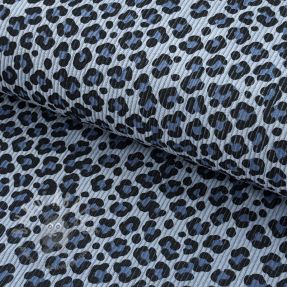 Žamet STRETCH Little Leopard old blue