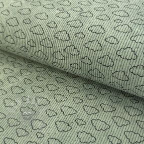 Žamet STRETCH Little clouds old green