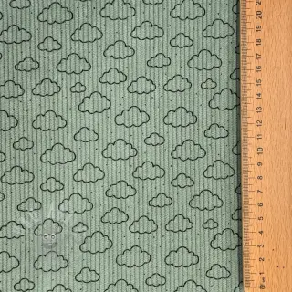Žamet STRETCH Little clouds old green