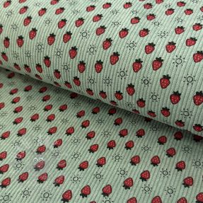 Žamet STRETCH Little strawberries old green