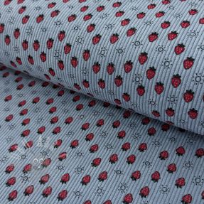 Žamet STRETCH Little strawberries old blue