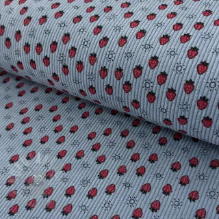 Žamet STRETCH Little strawberries old blue