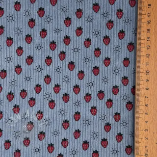 Žamet STRETCH Little strawberries old blue