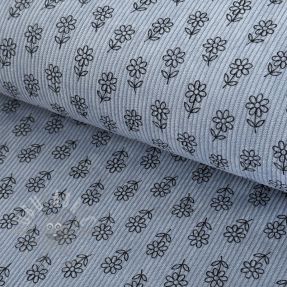 Žamet STRETCH Little flower old blue