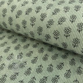 Žamet STRETCH Little flower old green
