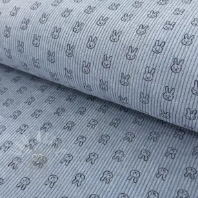 Žamet STRETCH Little bunny old blue