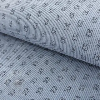 Žamet STRETCH Little bunny old blue