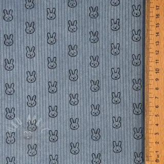 Žamet STRETCH Little bunny old blue