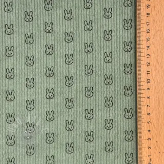 Žamet STRETCH Little bunny old green