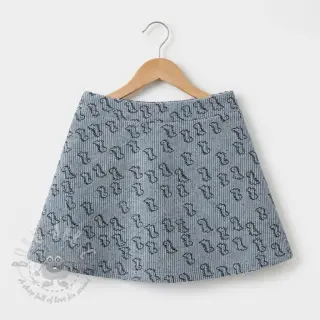 Žamet STRETCH Little dino old blue