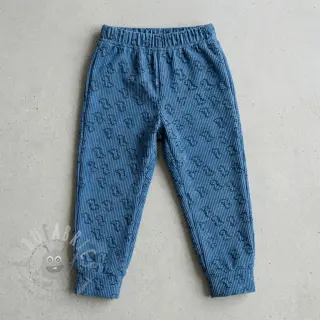 Žamet STRETCH Little dino old blue