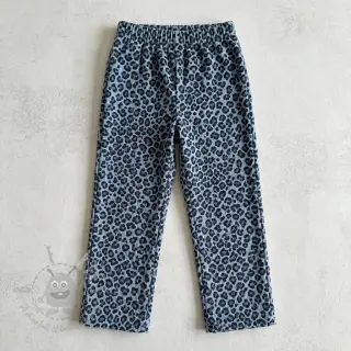 Žamet STRETCH Little Leopard old blue