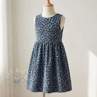 Žamet STRETCH Little Leopard old blue
