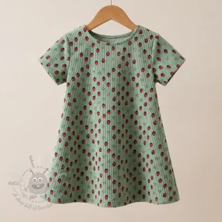 Žamet STRETCH Little strawberries old green
