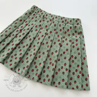 Žamet STRETCH Little strawberries old green