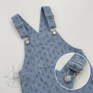 Žamet STRETCH Little bunny old blue