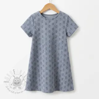 Žamet STRETCH Little bunny old blue
