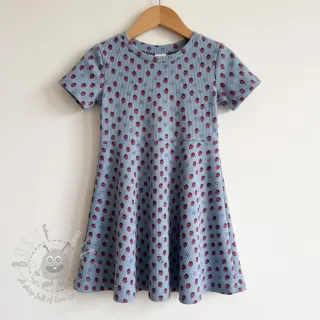Žamet STRETCH Little strawberries old blue