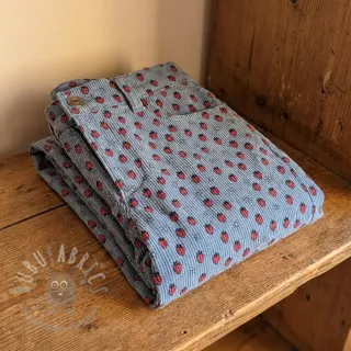Žamet STRETCH Little strawberries old blue