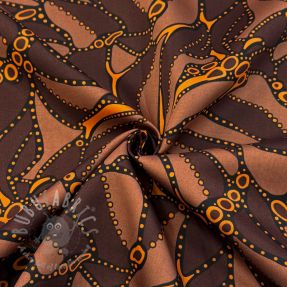 Bombažna tkanina SATIN Abstract dark brown