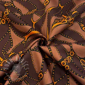 Bombažna tkanina SATIN Abstract dark brown