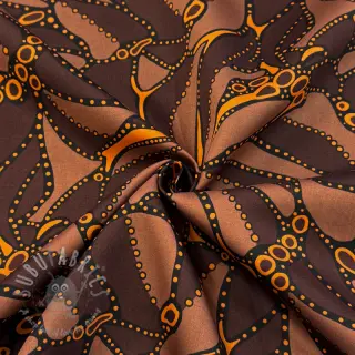 Bombažna tkanina SATIN Abstract dark brown